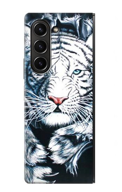 W0265 White Tiger Hard Case For Samsung Galaxy Z Fold 5