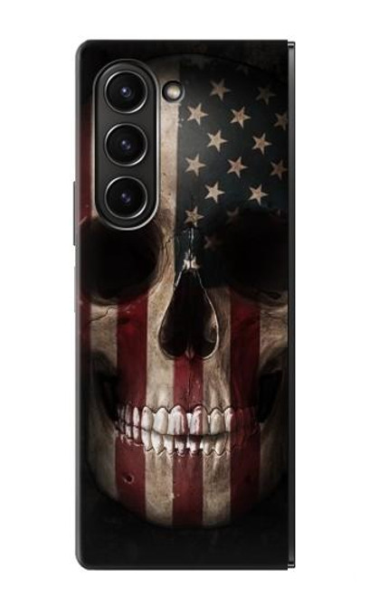 W3850 American Flag Skull Hard Case For Samsung Galaxy Z Fold 5