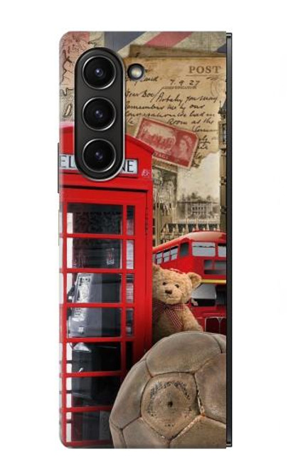 W3856 Vintage London British Hard Case For Samsung Galaxy Z Fold 5