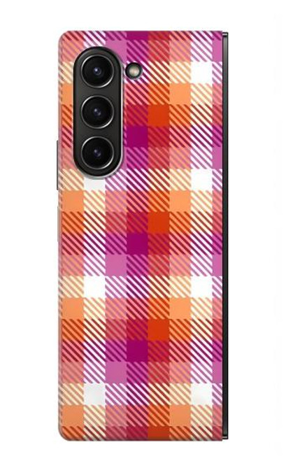 W3941 LGBT Lesbian Pride Flag Plaid Hard Case For Samsung Galaxy Z Fold 5