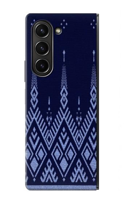 W3950 Textile Thai Blue Pattern Hard Case For Samsung Galaxy Z Fold 5