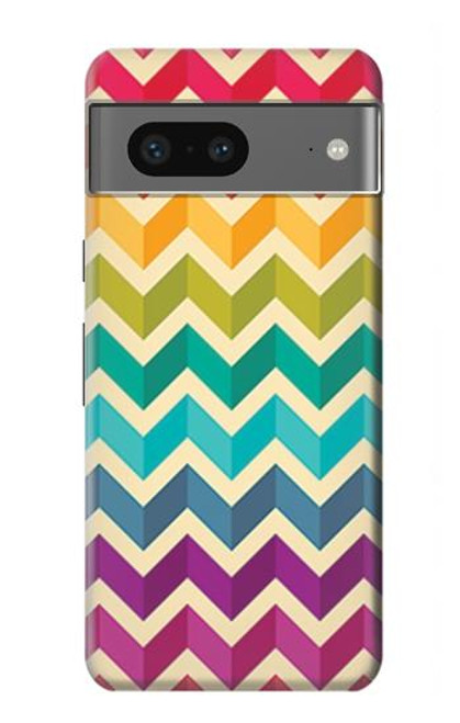 W2362 Rainbow Colorful Shavron Zig Zag Pattern Hard Case and Leather Flip Case For Google Pixel 7a