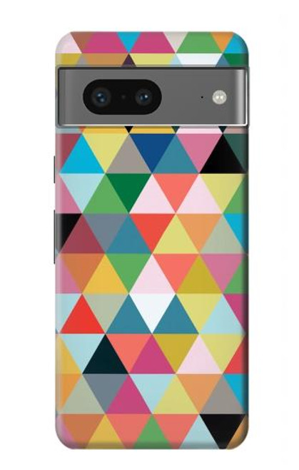 W3049 Triangles Vibrant Colors Hard Case and Leather Flip Case For Google Pixel 7a