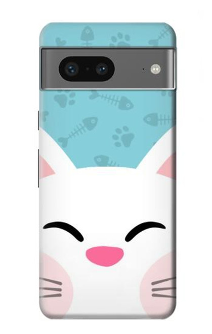 W3542 Cute Cat Cartoon Hard Case and Leather Flip Case For Google Pixel 7a