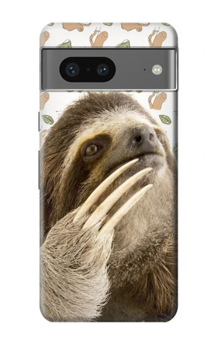 W3559 Sloth Pattern Hard Case and Leather Flip Case For Google Pixel 7a
