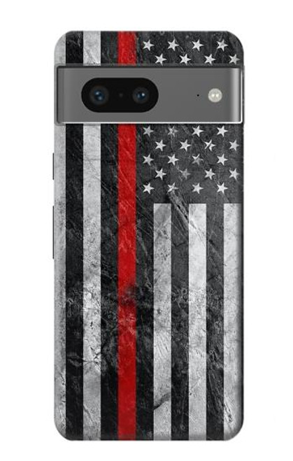 W3687 Firefighter Thin Red Line American Flag Hard Case and Leather Flip Case For Google Pixel 7a