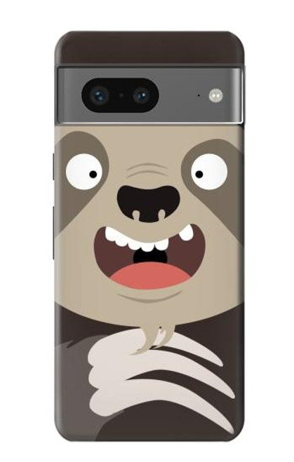 W3855 Sloth Face Cartoon Hard Case and Leather Flip Case For Google Pixel 7a