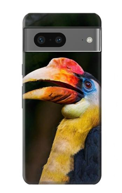 W3876 Colorful Hornbill Hard Case and Leather Flip Case For Google Pixel 7a
