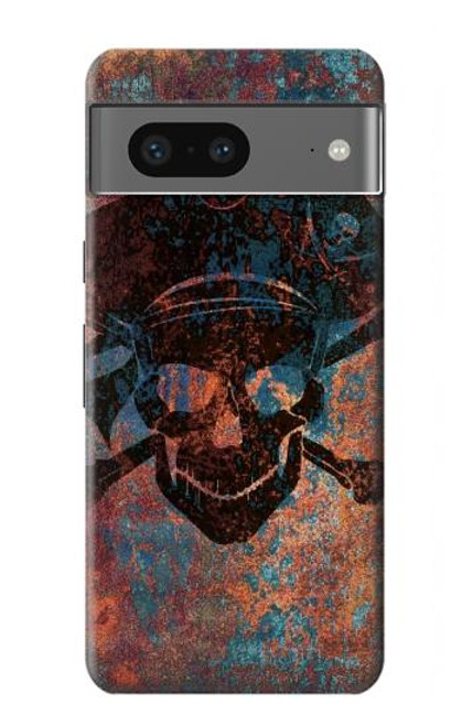 W3895 Pirate Skull Metal Hard Case and Leather Flip Case For Google Pixel 7a