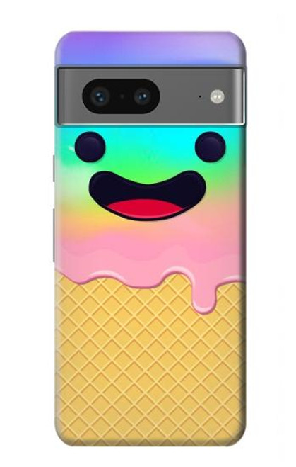 W3939 Ice Cream Cute Smile Hard Case and Leather Flip Case For Google Pixel 7a