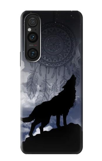 W3011 Dream Catcher Wolf Howling Hard Case and Leather Flip Case For Sony Xperia 1 V