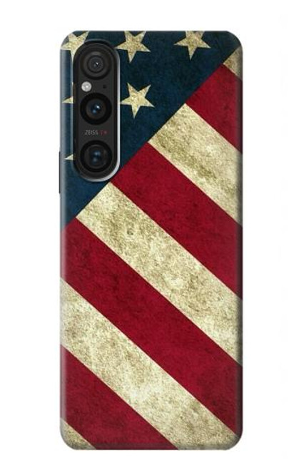 W3295 US National Flag Hard Case and Leather Flip Case For Sony Xperia 1 V
