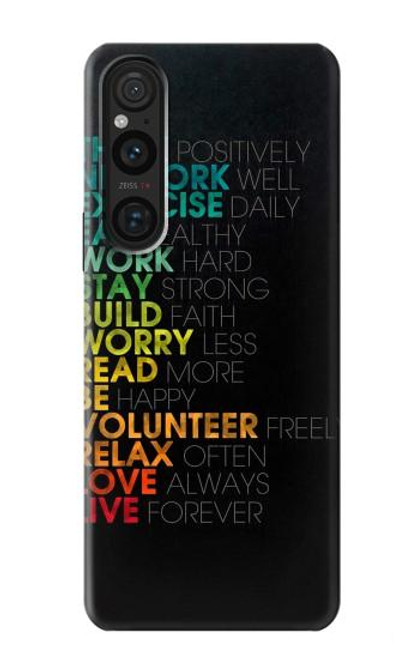 W3523 Think Positive Words Quotes Hard Case and Leather Flip Case For Sony Xperia 1 V