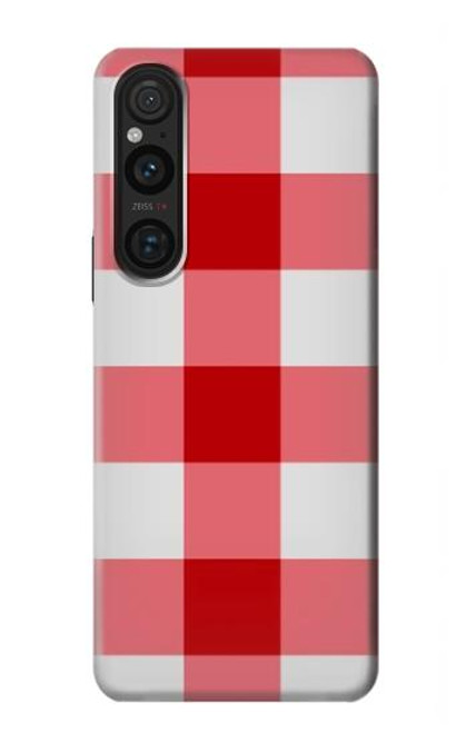 W3535 Red Gingham Hard Case and Leather Flip Case For Sony Xperia 1 V