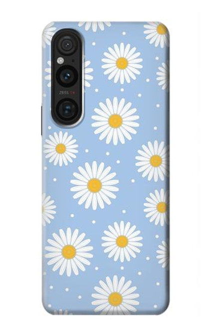 W3681 Daisy Flowers Pattern Hard Case and Leather Flip Case For Sony Xperia 1 V