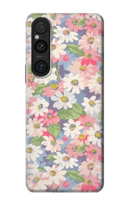 W3688 Floral Flower Art Pattern Hard Case and Leather Flip Case For Sony Xperia 1 V