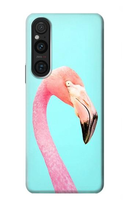 W3708 Pink Flamingo Hard Case and Leather Flip Case For Sony Xperia 1 V