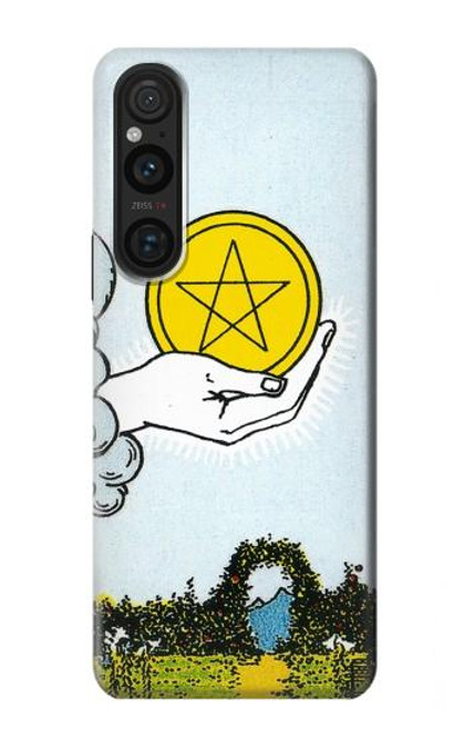 W3722 Tarot Card Ace of Pentacles Coins Hard Case and Leather Flip Case For Sony Xperia 1 V