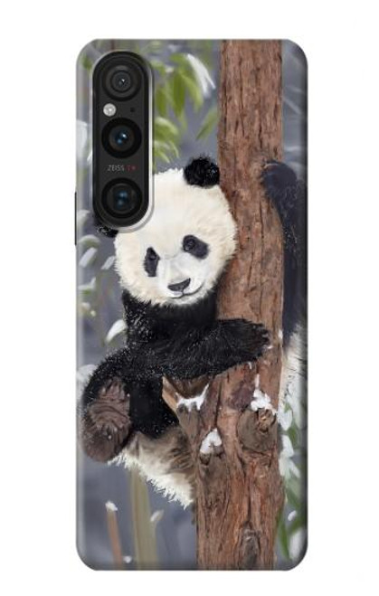 W3793 Cute Baby Panda Snow Painting Hard Case and Leather Flip Case For Sony Xperia 1 V