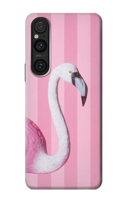 W3805 Flamingo Pink Pastel Hard Case and Leather Flip Case For Sony Xperia 1 V