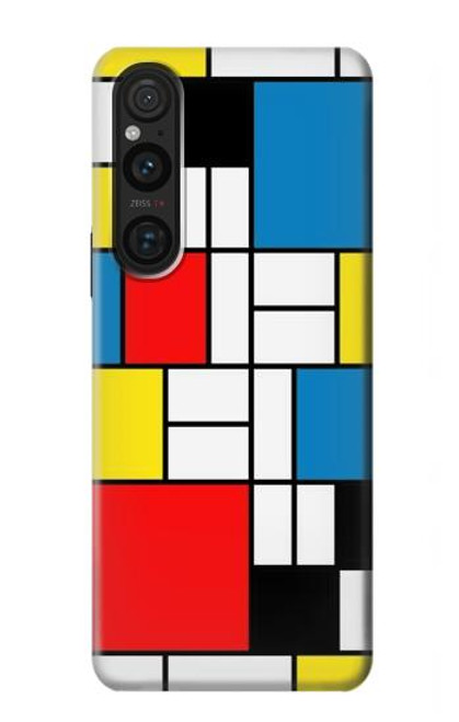 W3814 Piet Mondrian Line Art Composition Hard Case and Leather Flip Case For Sony Xperia 1 V