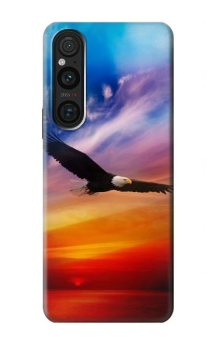 W3841 Bald Eagle Flying Colorful Sky Hard Case and Leather Flip Case For Sony Xperia 1 V