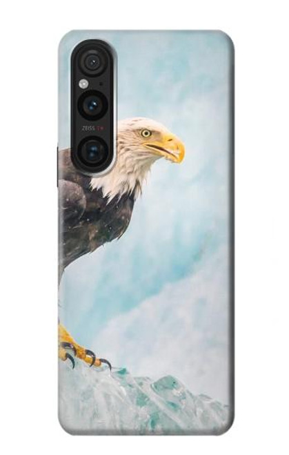 W3843 Bald Eagle On Ice Hard Case and Leather Flip Case For Sony Xperia 1 V