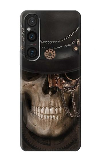 W3852 Steampunk Skull Hard Case and Leather Flip Case For Sony Xperia 1 V
