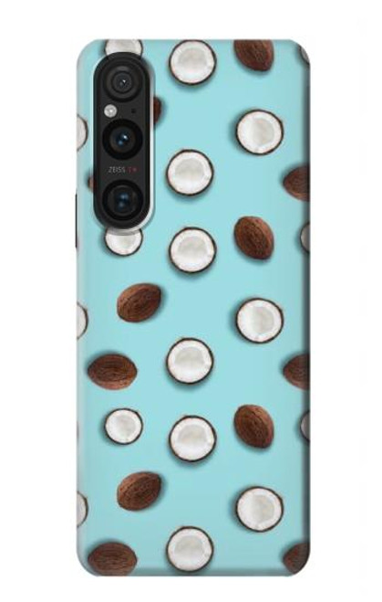 W3860 Coconut Dot Pattern Hard Case and Leather Flip Case For Sony Xperia 1 V