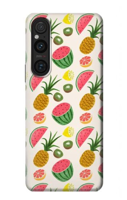 W3883 Fruit Pattern Hard Case and Leather Flip Case For Sony Xperia 1 V