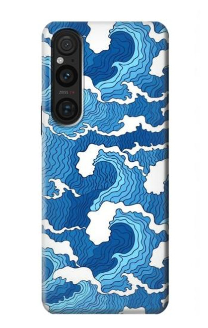 W3901 Aesthetic Storm Ocean Waves Hard Case and Leather Flip Case For Sony Xperia 1 V