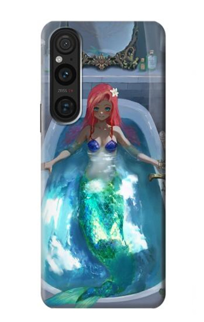 W3912 Cute Little Mermaid Aqua Spa Hard Case and Leather Flip Case For Sony Xperia 1 V