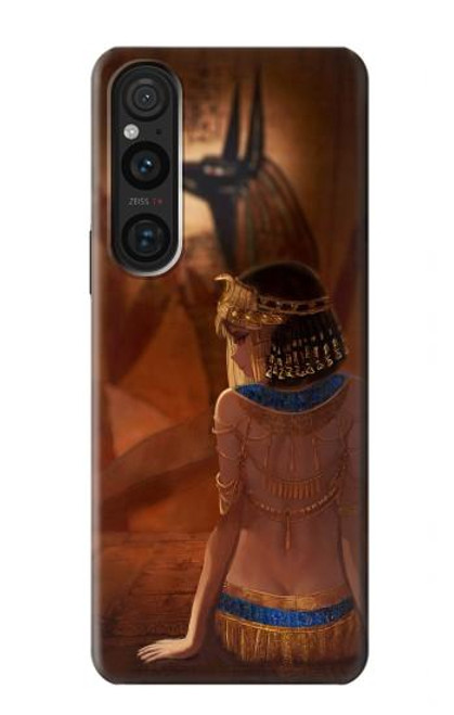 W3919 Egyptian Queen Cleopatra Anubis Hard Case and Leather Flip Case For Sony Xperia 1 V