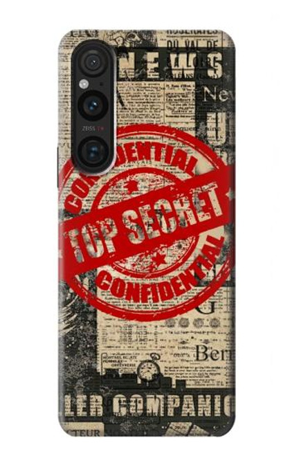 W3937 Text Top Secret Art Vintage Hard Case and Leather Flip Case For Sony Xperia 1 V