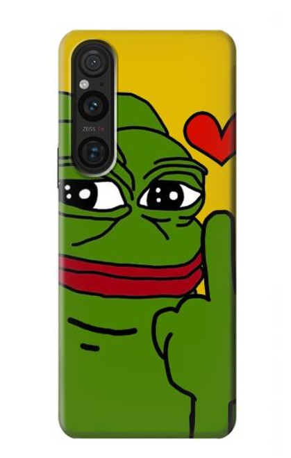 W3945 Pepe Love Middle Finger Hard Case and Leather Flip Case For Sony Xperia 1 V
