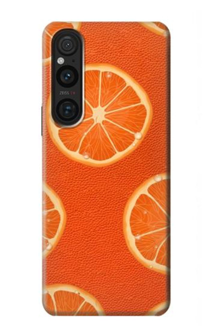 W3946 Seamless Orange Pattern Hard Case and Leather Flip Case For Sony Xperia 1 V