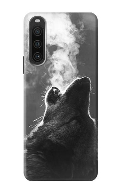 W3505 Wolf Howling Hard Case and Leather Flip Case For Sony Xperia 10 V