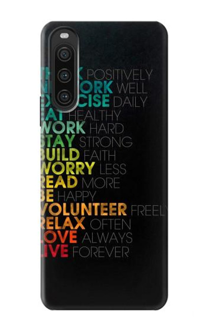 W3523 Think Positive Words Quotes Hard Case and Leather Flip Case For Sony Xperia 10 V