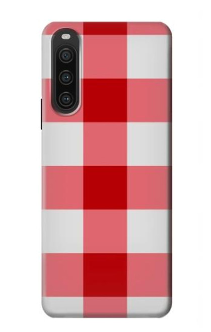 W3535 Red Gingham Hard Case and Leather Flip Case For Sony Xperia 10 V