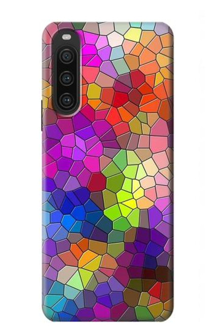W3677 Colorful Brick Mosaics Hard Case and Leather Flip Case For Sony Xperia 10 V