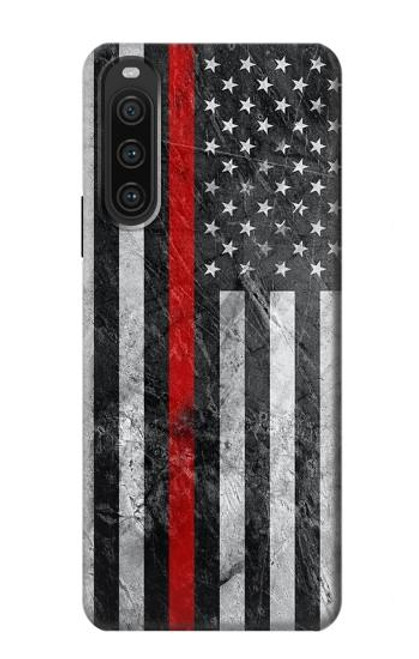 W3687 Firefighter Thin Red Line American Flag Hard Case and Leather Flip Case For Sony Xperia 10 V