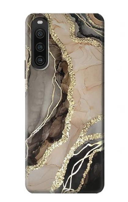 W3700 Marble Gold Graphic Printed Hard Case and Leather Flip Case For Sony Xperia 10 V