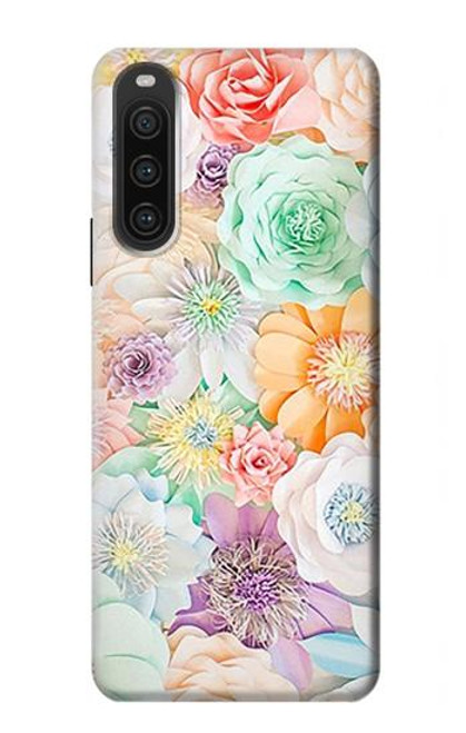 W3705 Pastel Floral Flower Hard Case and Leather Flip Case For Sony Xperia 10 V