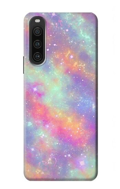 W3706 Pastel Rainbow Galaxy Pink Sky Hard Case and Leather Flip Case For Sony Xperia 10 V