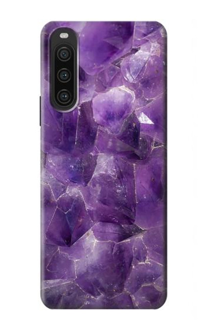 W3713 Purple Quartz Amethyst Graphic Printed Hard Case and Leather Flip Case For Sony Xperia 10 V
