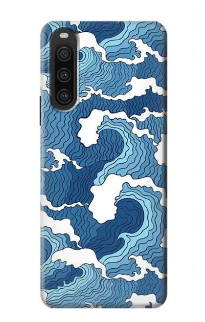W3751 Wave Pattern Hard Case and Leather Flip Case For Sony Xperia 10 V