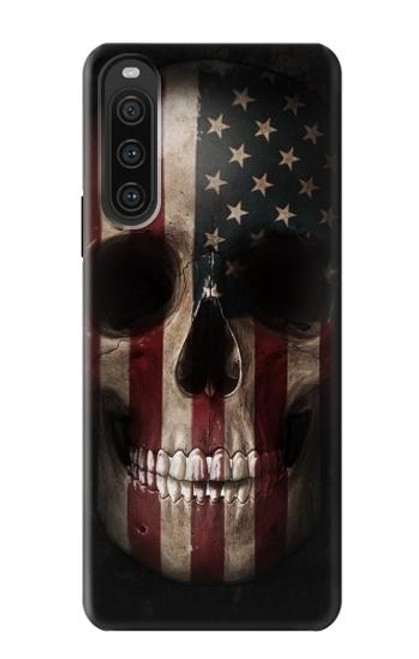 W3850 American Flag Skull Hard Case and Leather Flip Case For Sony Xperia 10 V