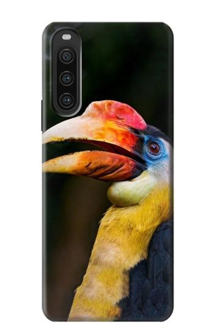 W3876 Colorful Hornbill Hard Case and Leather Flip Case For Sony Xperia 10 V