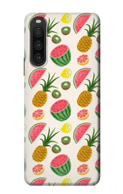 W3883 Fruit Pattern Hard Case and Leather Flip Case For Sony Xperia 10 V