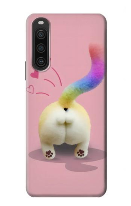 W3923 Cat Bottom Rainbow Tail Hard Case and Leather Flip Case For Sony Xperia 10 V